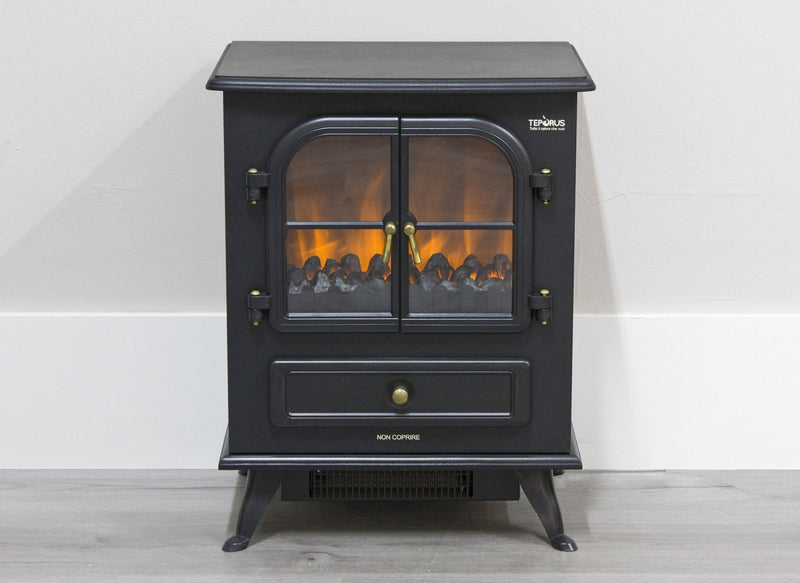 Camino Elettrico da Pavimento Effetto Fiamma 1800W Bauer Nero