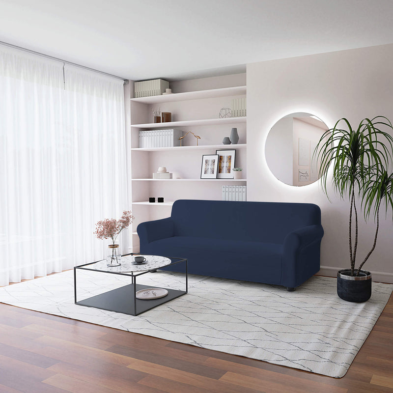 Copridivano Elasticizzato in Poliestere Dahlia Blu Scuro Varie Misure