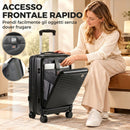 Valigia Rigida Piccola 48 L 56x36x24 cm Espandibile con 4 Ruote e Scomparto per Laptop in ABS Nero      