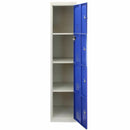 Set 3 Armadietti 12 Ante 45x38x180 cm per Scuole Palestre e Spogliatoi in Acciaio Blu