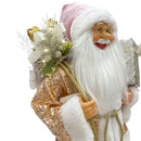 Babbo Natale Abito Rosa Glitter H60 cm con Mini Lucciole e Suoni