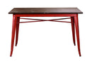 Tavolo Rettangolare in Metallo Top Legno Bristol Rosso