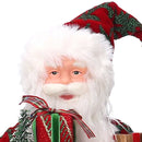 Babbo natale in tessuto damascato rosso con pacchi regalo cm xh30