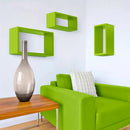 Set 3 Mensole da Parete Rettangolare in Fibra di Legno Trittico Verde