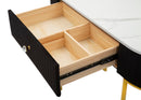 Consolle Fissa 1 Cassetto 100x43x74 cm in Metallo e Tessuto Imbottito Nero