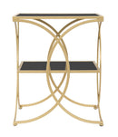 Tavolinetto Double 45x45x55 cm in Ferro MDF e Specchio Oro e Nero