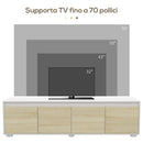 Parete Attrezzata 2 Pezzi Mobile TV max 70” e Mobile Multiuso da Parete in Truciolato Bianco e Legno Naturale
