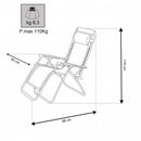 Sedia Sdraio Zero Gravity Reclinabile Pieghevole 88x65x110 h cm in Textilene Bianco