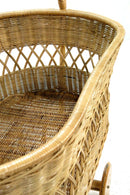 Culla per Bambini in Rattan Ruote in Legno Anna