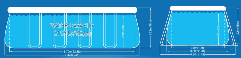 Piscina Fuori Terra Ovale 732x360x122cm Jilong Grigia