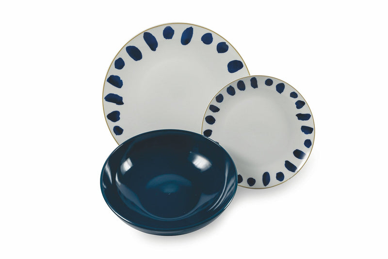 Servizio Piatti 18 Pezzi in Porcellana e Gres Multicolor Villa d'Este Home Tivoli Masai Blue