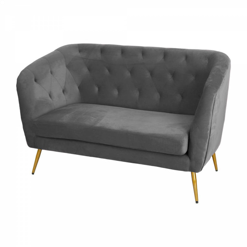Divano 2 Posti 135x82 cm in Velluto Grigio