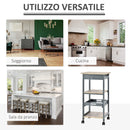 Carrello da Cucina Portavivande 37x37x76 cm in Legno di Pino e MDF Grigio
