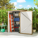 Casetta Box da Giardino Porta Attrezzi 100x104x160 cm con Porta a Battente in Acciaio Galvanizzato Marrone Chiaro      