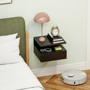 Comodino Sospeso per Camera da Letto 35x32x22,5 cm con Cassetto in Legno Nero  