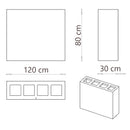 Pattumiera per Raccolta Differenziata 4 Scomparti Capacità 240 lt 120x30x80 cm in Acciaio Corten 