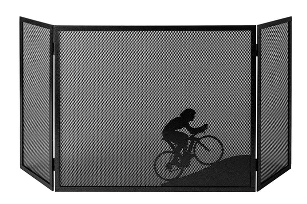 Parascintille per Camino a 3 Ante Design Ciclista 20+60+20x50 cm in Ferro Verniciato Grigio Martellato online