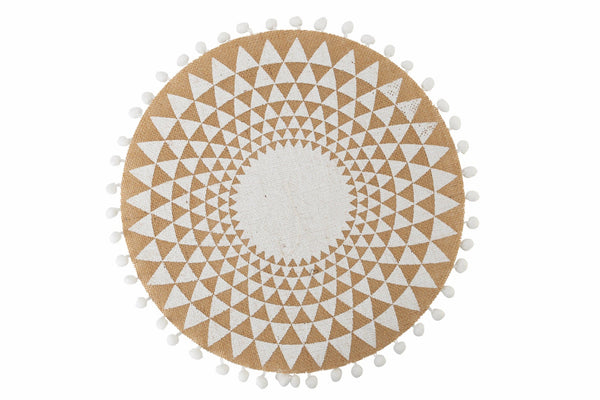 Lot de 6 sets de table en jute avec Pon Pons Ø38 cm VdE Tivoli 1996 Blanc sconto