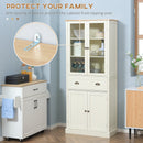Mobile Dispensa a 5 Livelli con Cassetto Centrale 76x40x182,5 cm  in MDF e Truciolato Bianco Crema
