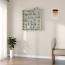 Bacheca Portaoggetti 80x9,5x83 cm a 5 Ripiani Regolabili con Ante in Vetro in Pannello di Particelle Bianco e Rovere      