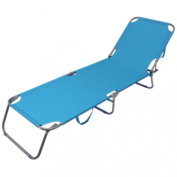 Chaise longue de jardin 188x55x24,5 h cm en acier bleu clair acquista