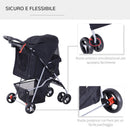 Passeggino per Cani Pieghevole Nero 77x47x101 cm 