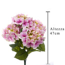 Set 2 Rami Artificiali Ortensia con 5 Fiori H 47 cm