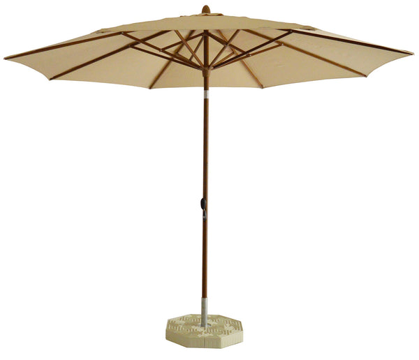 sconto Parasol de jardin Ø3 m Mât Ø40 mm en Aluminium Bois de Noyer Toile Polyester Ecru