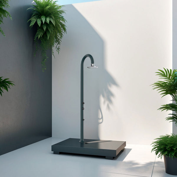 acquista Doccia da Giardino in Alluminio Soffione LED Quadrato con Termometro LCD Sined Luna Alu Grigio