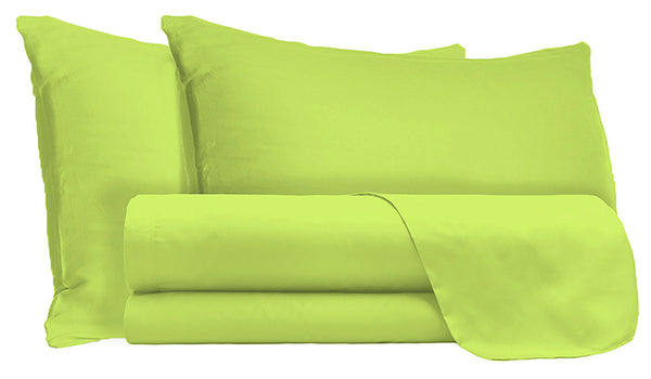 Ensemble de draps doubles dessus et dessous et taies d'oreiller vert acide de couleur unie acquista