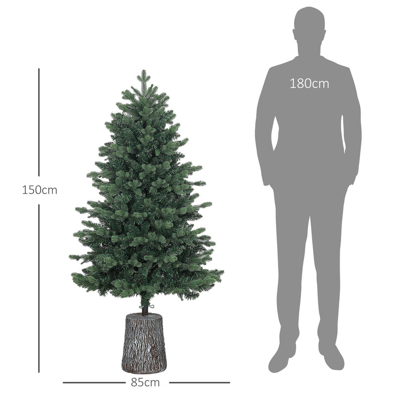 Albero di Natale Artificiale 150 cm 994 Rami Realistico Base in Resina Verde