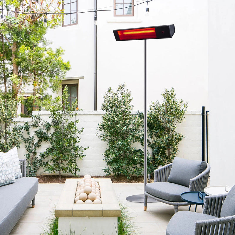 Stufa da Esterno Lampione Riscaldatore su Palo 74,2x218x60 cm 2000W Sined  Nero e Silver