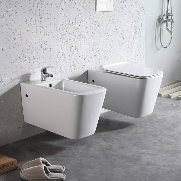 Paire de Sanitaires WC et Bidet Céramique Mural 36,5x58x33cm Blanc online