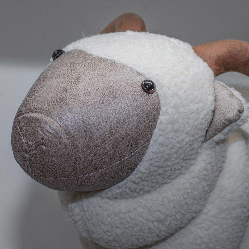 Sgabello Pouf Poggiapiedi per Bambini 68x35x37-50 cm Montone Bianco Divina Home