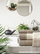 Set Spugna 4 Pezzi Asciugamani Viso + Ospite con Balza e Trina di Lino Garrini Bryanna Denim