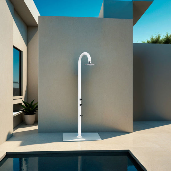 Doccia da Giardino in Alluminio Soffione I-switch Quadrato con Termometro LCD Sined Luna Alu Bianco online