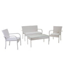 Set Salotto da Giardino Tavolino Divano 2 Sedie in Polyrattan con Cuscini Melbourne Bianco