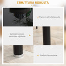 Set da Pranzo Tavolo e 4 Sedie Seduta Imbottita in Vetro Temperato e Acciaio Nero
