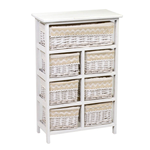 Commode en Bois et Osier 7 Tiroirs 50x25H76,6cm Adami Orietta Blanc online
