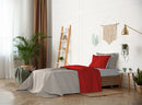 Set Lenzuola Sopra Sotto e Federe Doubleface Rosso\/Grigio Chiaro