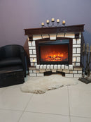 Camino Elettrico da Pavimento 113,6x132,8x35,6 cm Effetto Fiamma 1950W Nazarii & Mirabella Noce