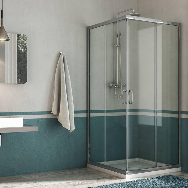 prezzo Cabine de douche rectangulaire 2 portes coulissantes en verre H185 Fosterberg Vejle