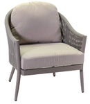 Set Salotto da Giardino Divano 2 Poltrone e Tavolino in Corda Renton Grigio