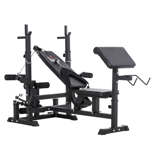 Panca da Palestra Regolabile con Supporto per Bilanciere 210x110x103-123 cm in Acciaio e PU Nero sconto