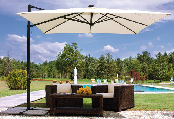 acquista Parasol de Jardin Décentralisé en Aluminium 3x3m avec Manivelle et Lumières Vorghini Lights Anthracite