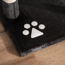 Albero Tiragraffi Multilivello a Soffitto Altezza Regolabile 240-260 cm con Casette e Letti in Peluche e Sisal Grigio  