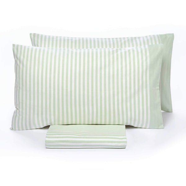 Housse de couette double avec sac et taies d'oreiller teintes en fil Garrini Jennifer Mint sconto