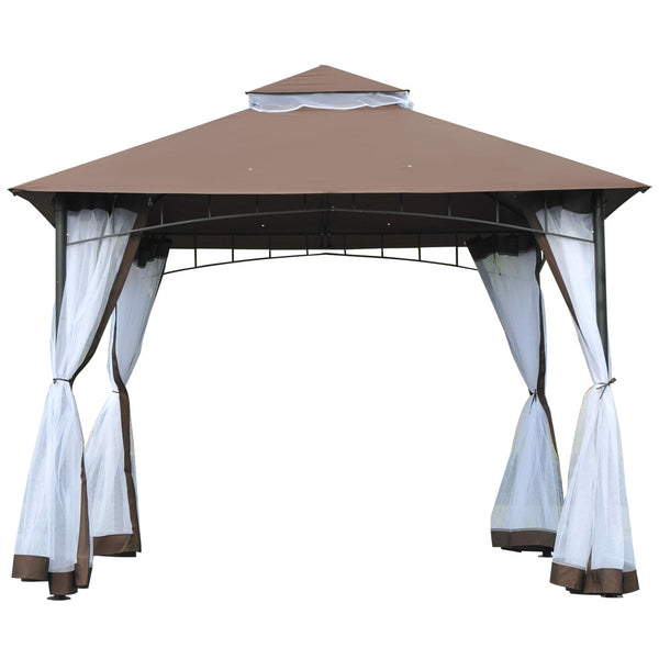 Tonnelle de jardin 3x3m avec moustiquaire en métal et polyester marron et blanc prezzo