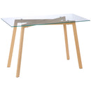 Tavolo Rettangolare 120x60x76 cm Max 4 Persone in Acciaio con Piano in Vetro Temperato