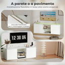 Mobile Porta TV fino a 55" Sospeso o a Terra Ante Soft Close Foro Passacavi e Ripiano in Vetro Bianco      